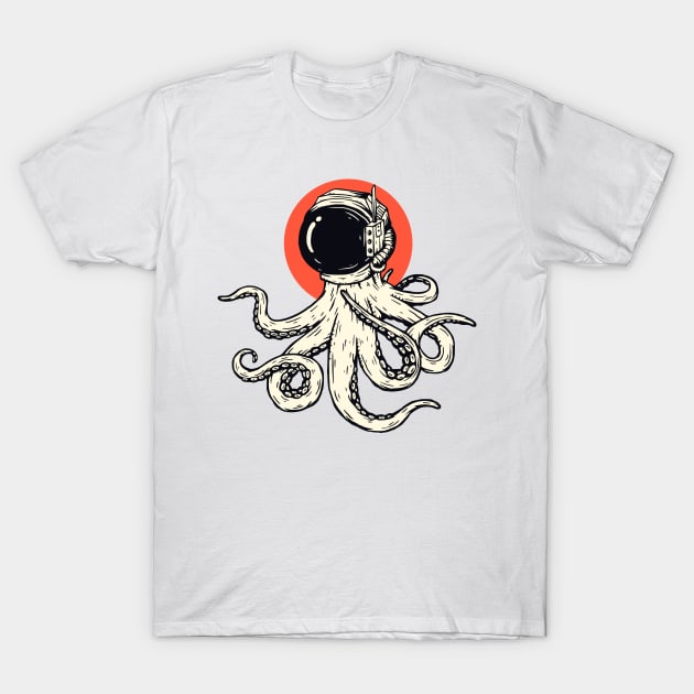 Octopus Astronaut Helmet Japanese Style T-Shirt by anubis1986